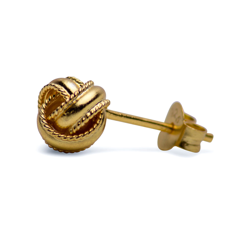 14K Gold Plated Sterling Silver Love Knot Earrings with Rope Detail
