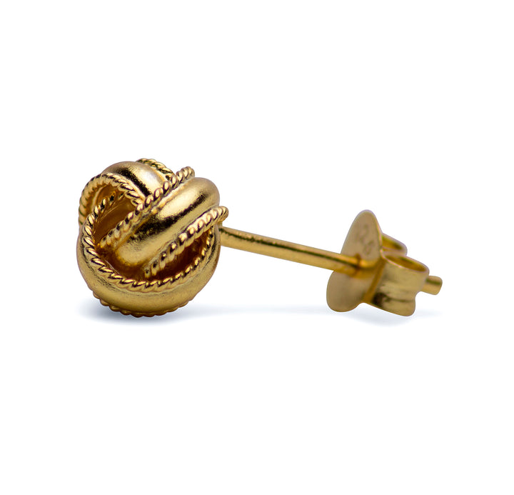 14K Gold Plated Sterling Silver Love Knot Earrings with Rope Detail