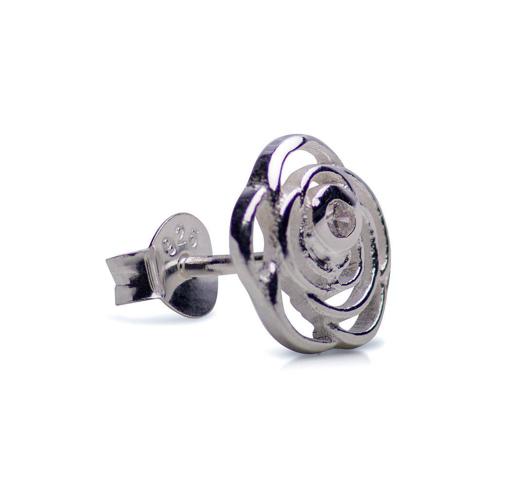 Sterling Silver & Cubic Zirconia Flower Earrings | SilverAndGold