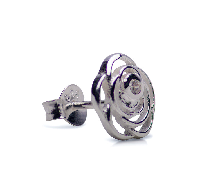 Sterling Silver & Cubic Zirconia Flower Earrings | SilverAndGold