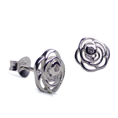 Sterling Silver & Cubic Zirconia Flower Earrings | SilverAndGold