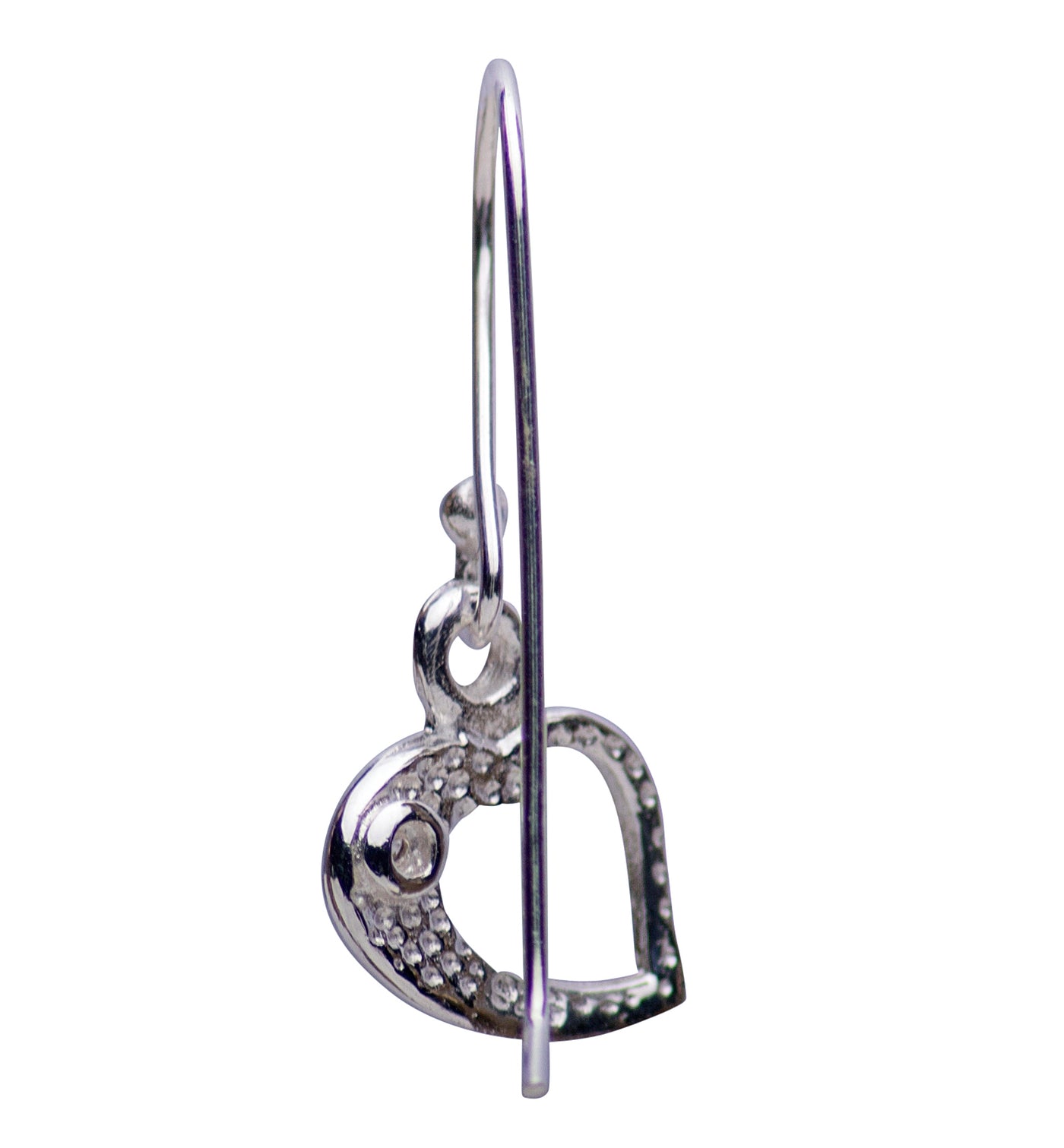 Cubic Zirconia & Sterling Silver Heart Dangle Earring | SilverAndGold