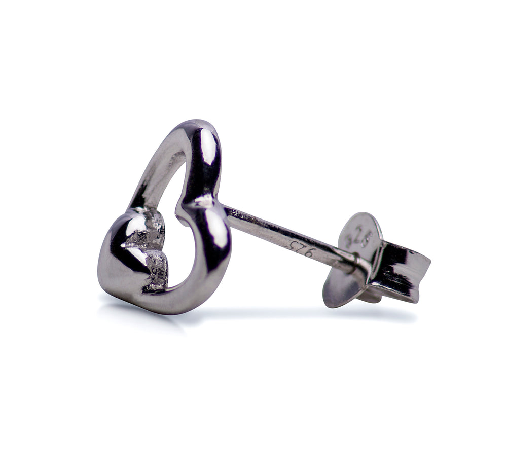 Sterling Silver "Heart in a Heart" Rhodium Plated Earrings