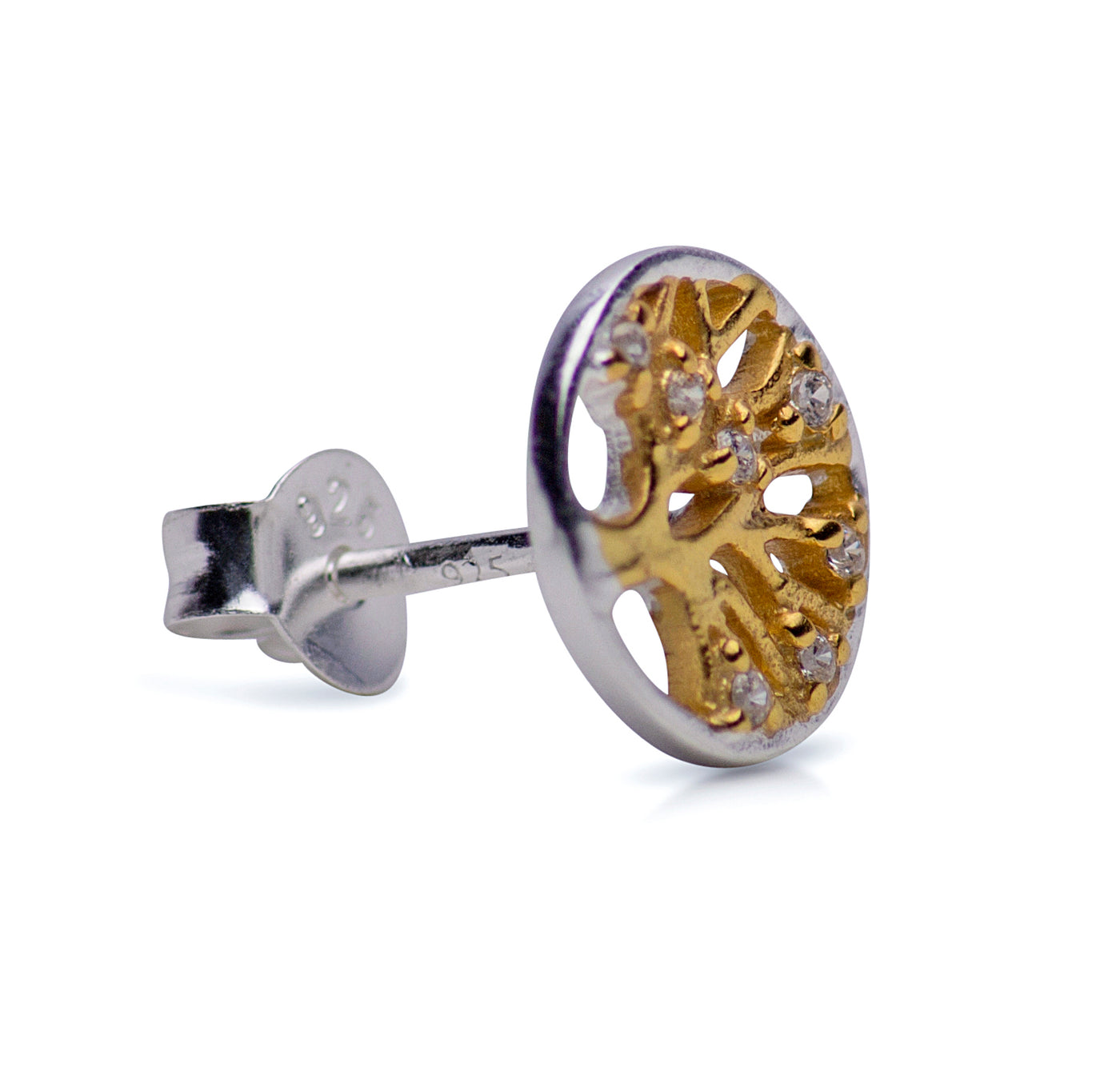 Cubic Zirconia Tree of Life Gold & Silver Earrings | SilverAndGold