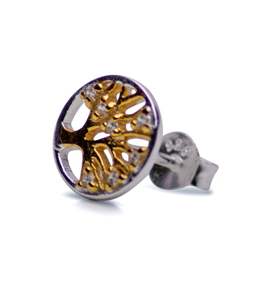 Cubic Zirconia Tree of Life Gold & Silver Earrings | SilverAndGold