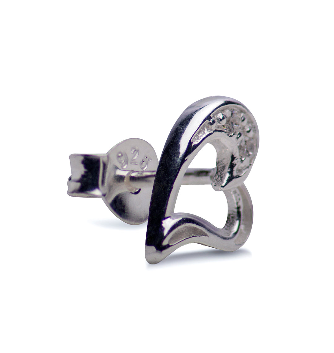 Sterling Silver Heart Cubic Zirconia Earrings | SilverAndGold