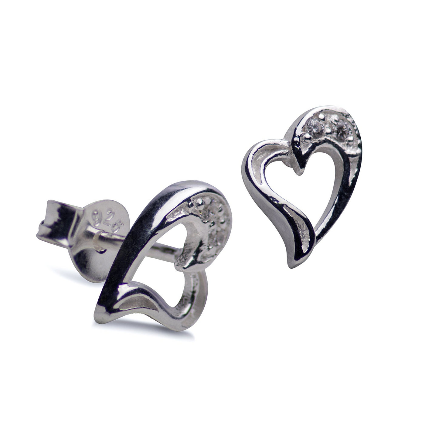 Sterling Silver Heart Cubic Zirconia Earrings | SilverAndGold