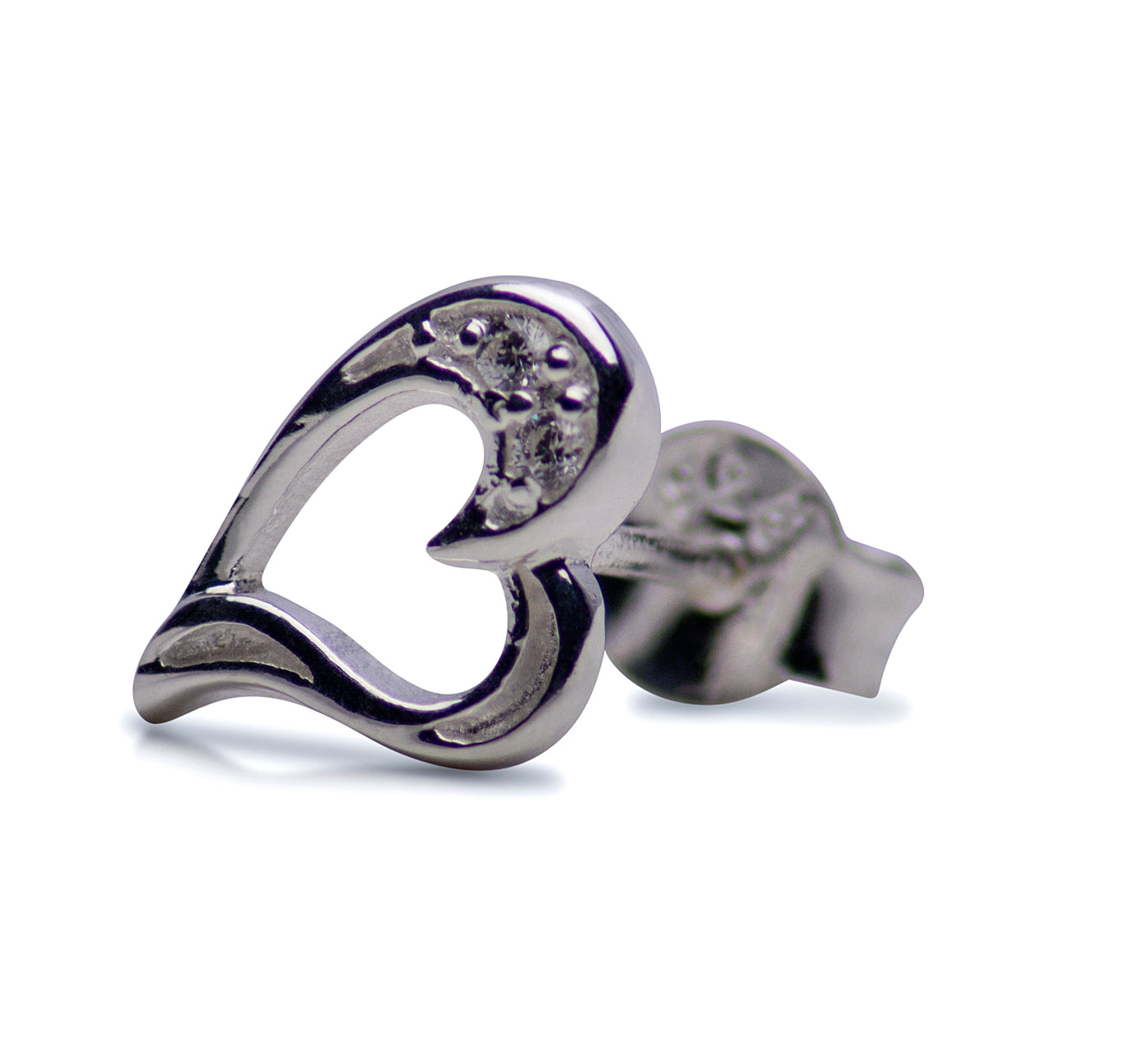 Sterling Silver Heart Cubic Zirconia Earrings | SilverAndGold