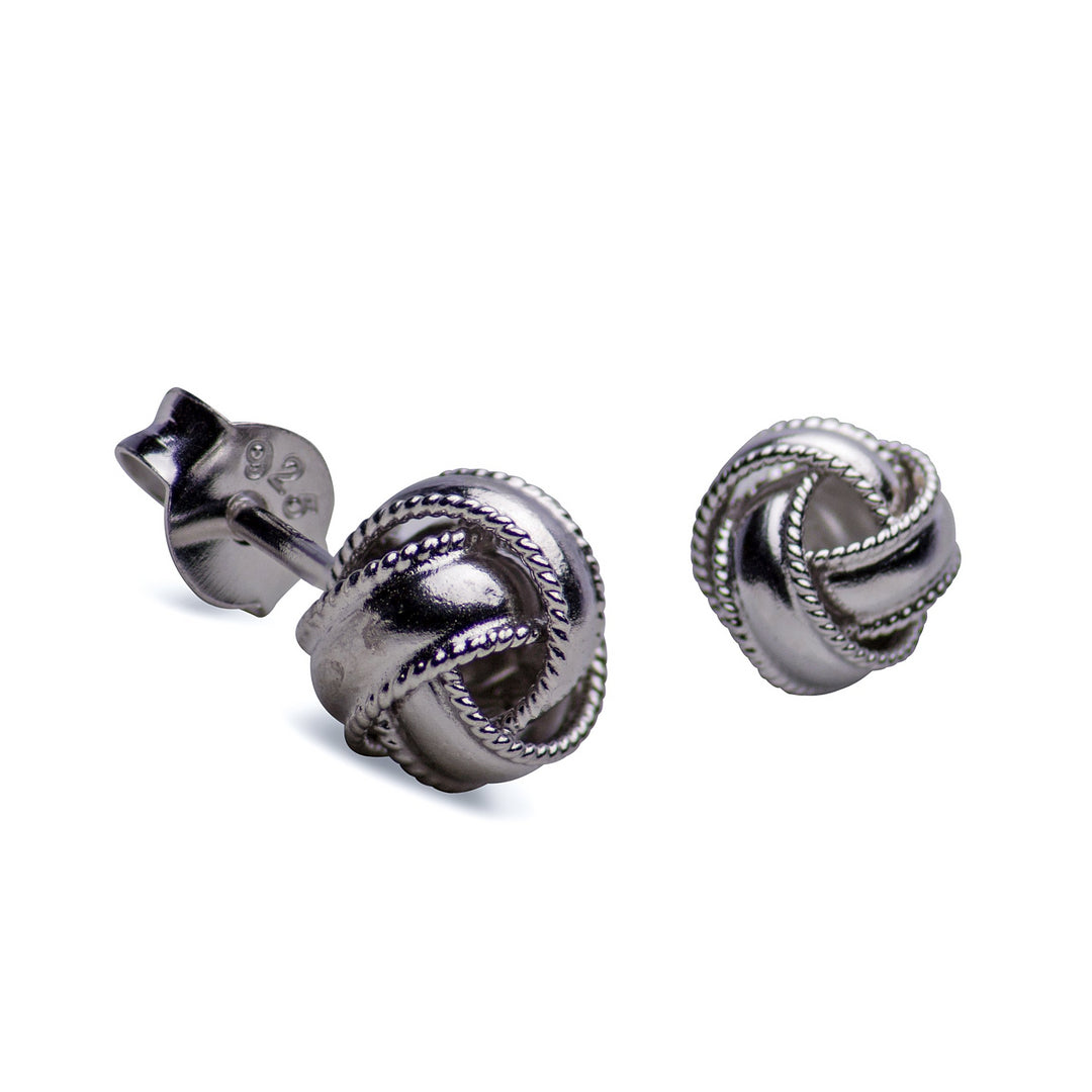 Sterling Silver Love Knot Earrings with Rope Detail | SilverAndGold