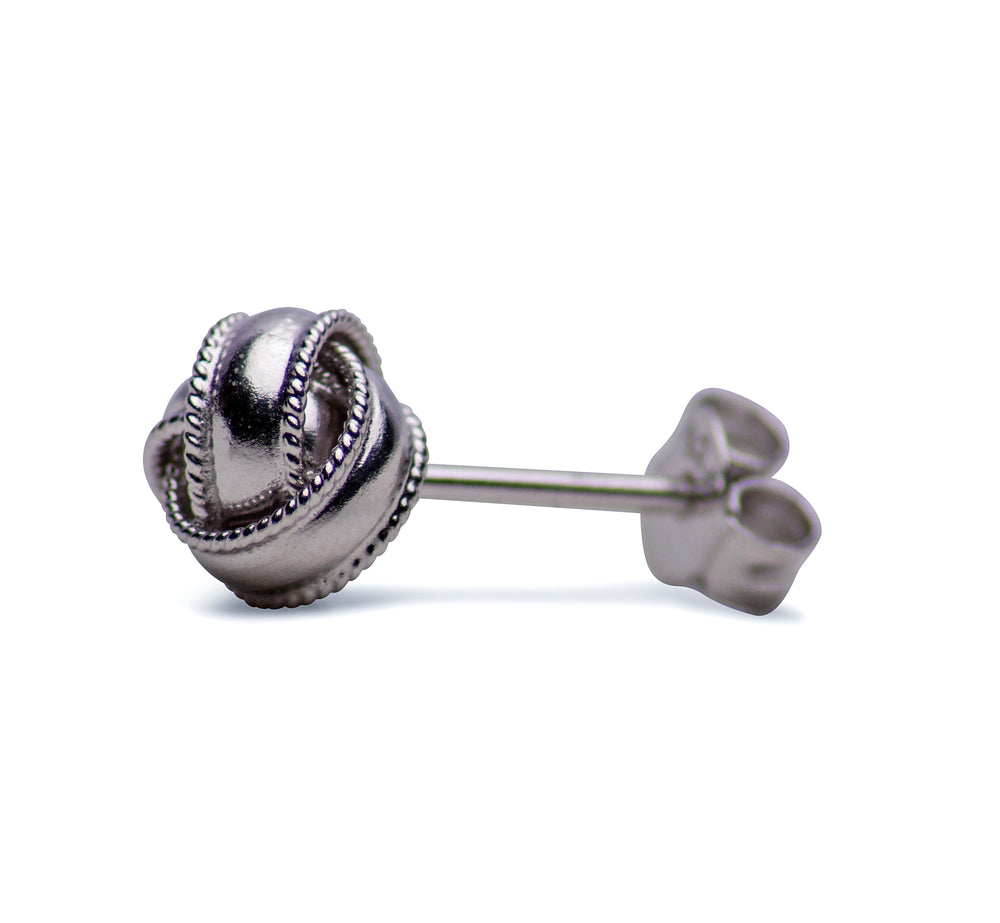 Sterling Silver Love Knot Earrings with Rope Detail | SilverAndGold