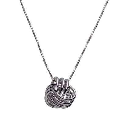Sterling Silver Rhodium Plated Love Knot Pendant Necklace