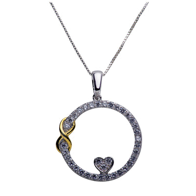 Infinite Love Pendant Necklace in Rhodium and 14K Gold Over Sterling Silver