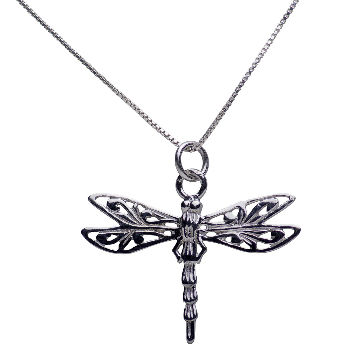 Delicate Dragonfly Rhodium Plated Sterling Silver Pendant Necklace