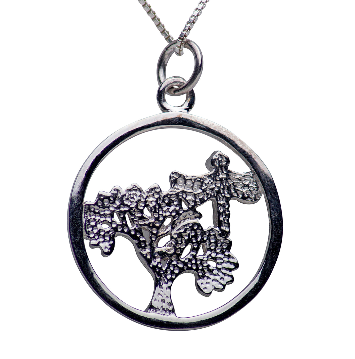 Dragonfly & Tree of Life Rhodium Plated Sterling Silver Necklace