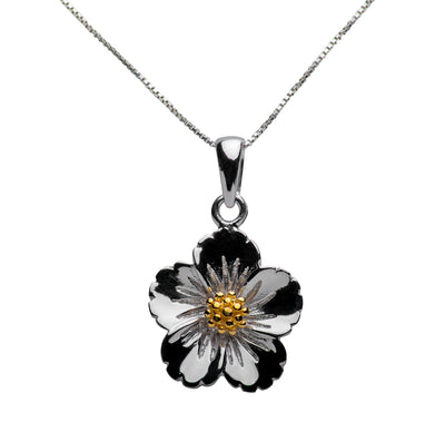 Floral Rhodium Plated 18K Yellow Gold Plated Sterling Silver Necklace