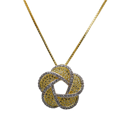 Floral Cubic Zirconia 14K Yellow Gold Plated Sterling Silver Necklace
