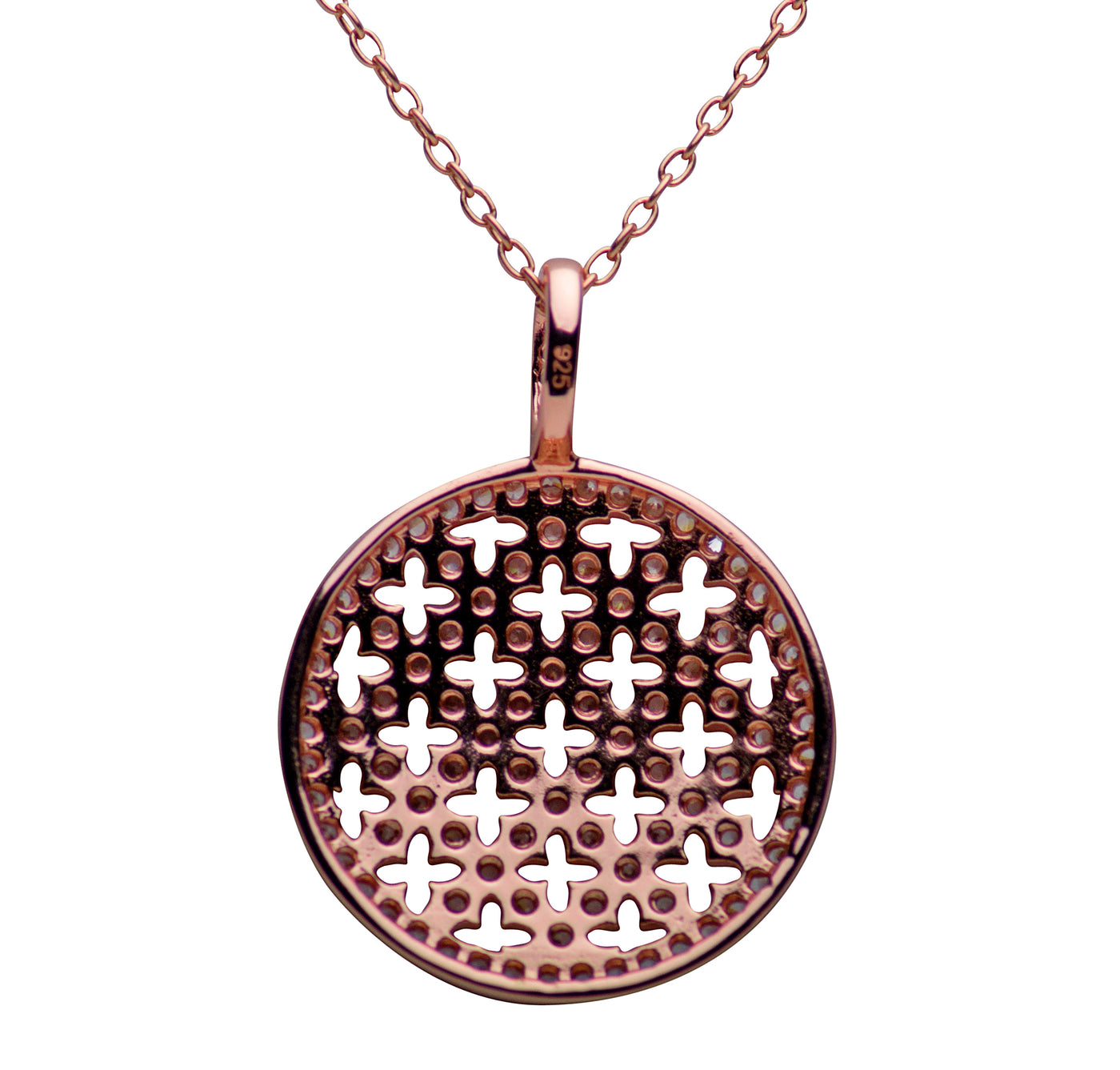 14K Rose Gold Plated Sterling Silver Crisscross Pendant Necklace
