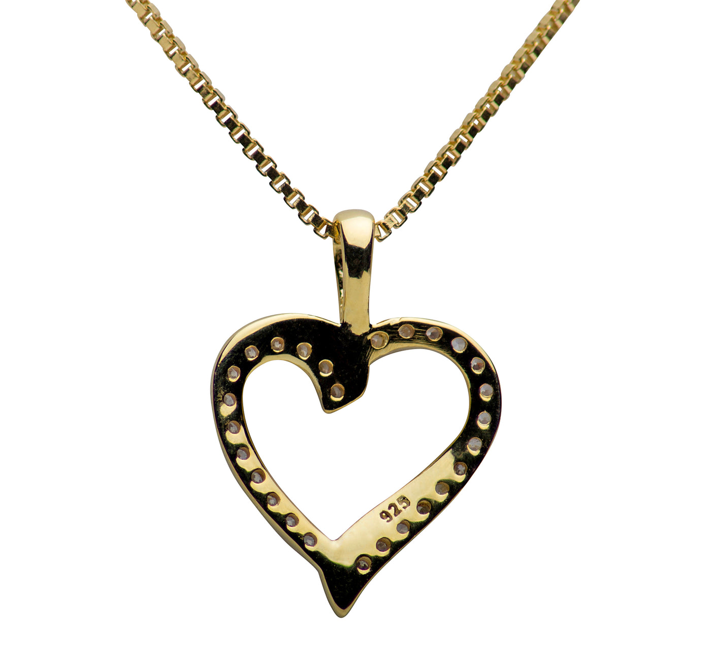 14K Gold Plated Sterling Silver & Cubic Zirconia Heart Necklace