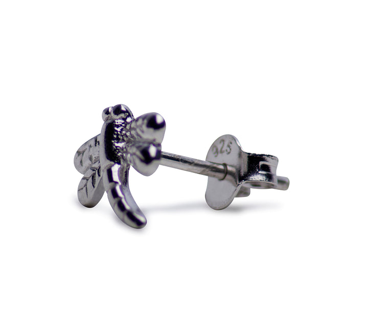 Dragonfly Rhodium Plated Sterling Silver Stud Earrings