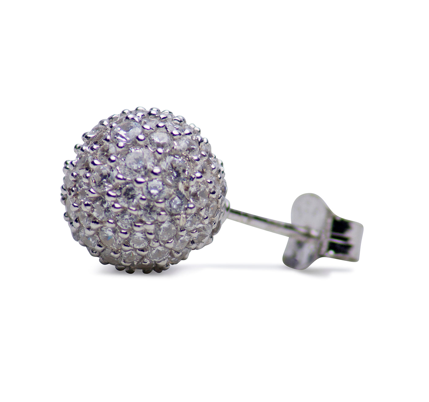Cubic Zirconia  Ball Stud Sterling Silver Earrings | SilverAndGold