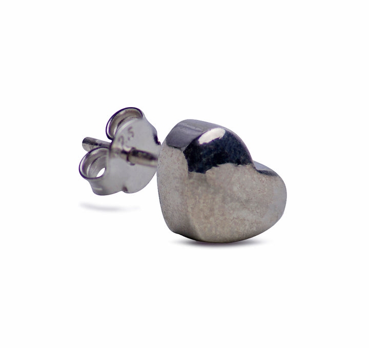 Simple Sterling Silver Heart Stud Earrings | SilverAndGold