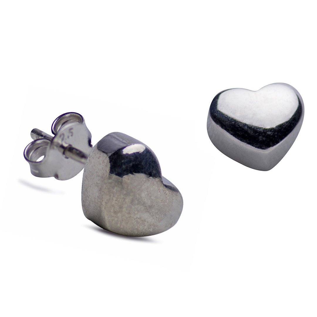 Simple Sterling Silver Heart Stud Earrings | SilverAndGold