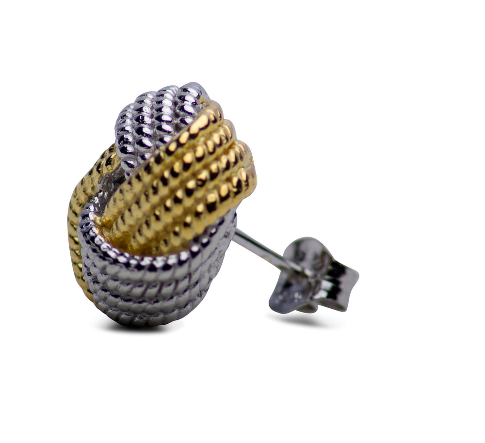 Two Tone 14K Gold & Sterling Love Knot Earrings | SilverAndGold