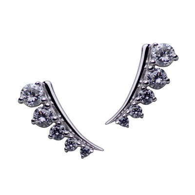Cubic Zirconia Climber Silver Earrings | SilverAndGold