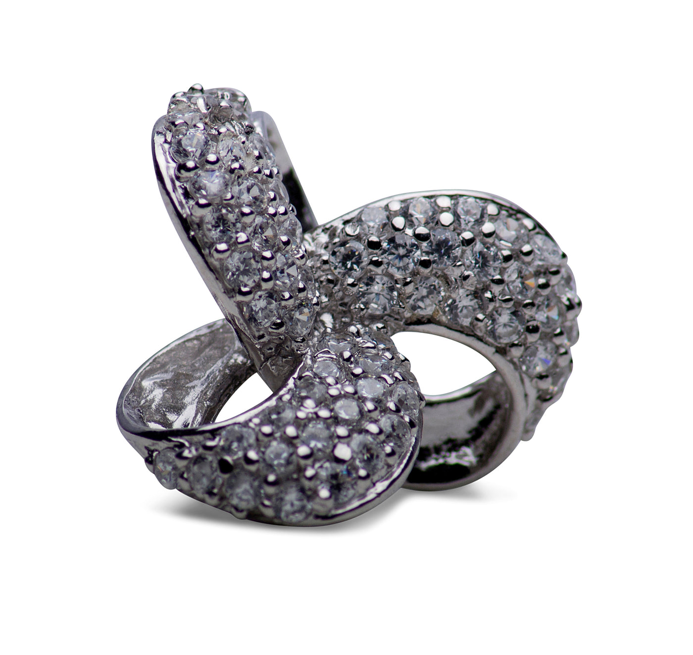 Cubic Zirconia Trinity Knot Sterling Silver Earrings | SilverAndGold