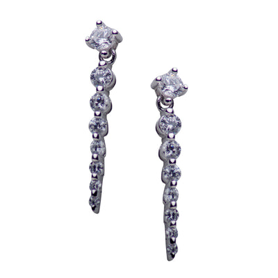 Cubic Zirconia Drop Sterling Silver Earrings | SilverAndGold