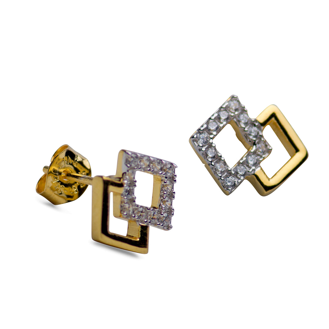 Diamond 14K Yellow Gold Plated Earrings | SilverAndGold