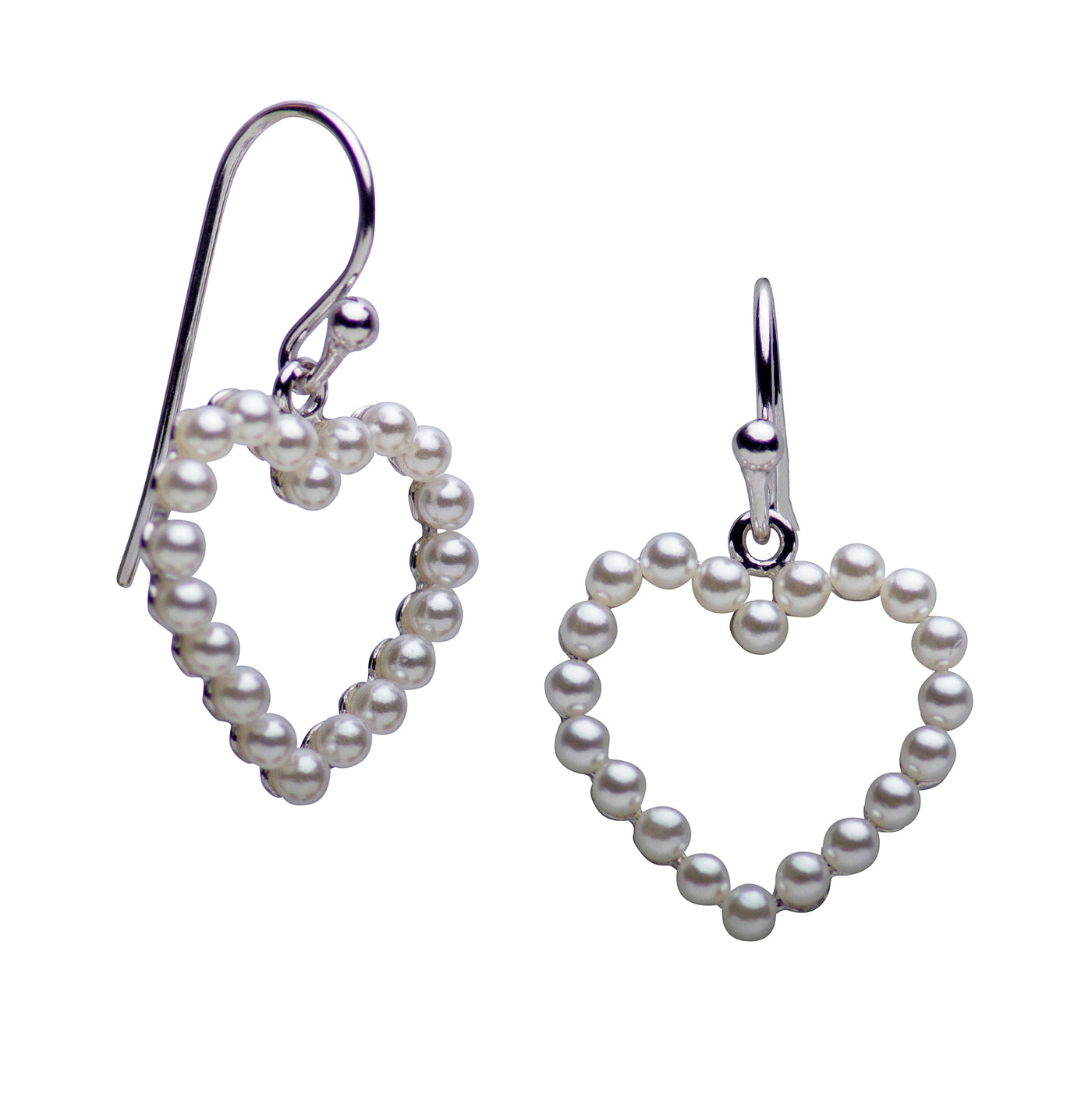 Cultured Pearl Heart Dangle Earrings | SilverAndGold