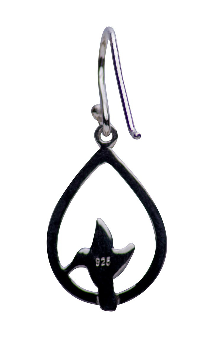 Hummingbird Rhodium Plated Sterling Silver Dangle Earrings