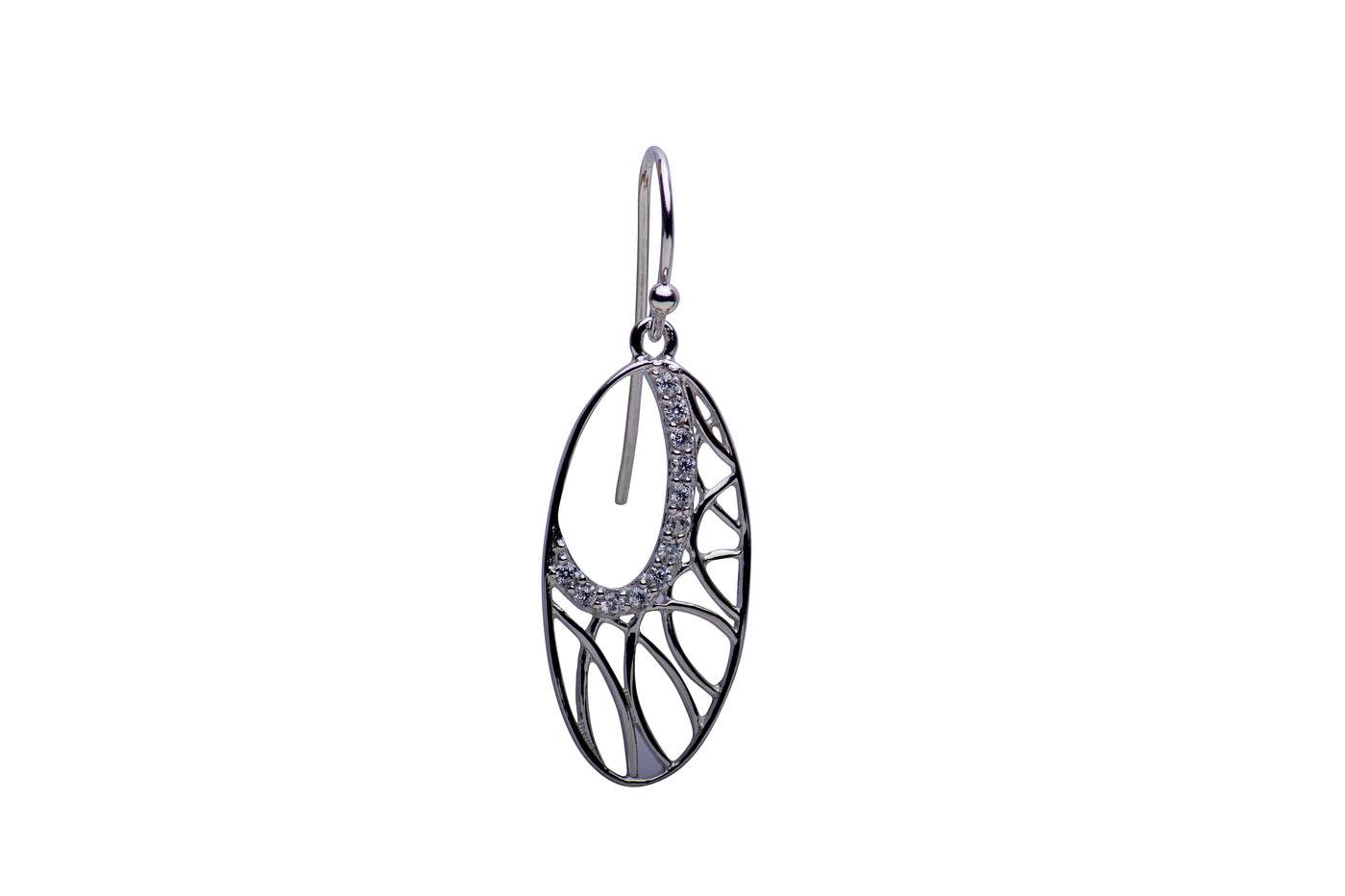 Intricate Oval Silver Cubic Zirconia Earrings | SilverAndGold