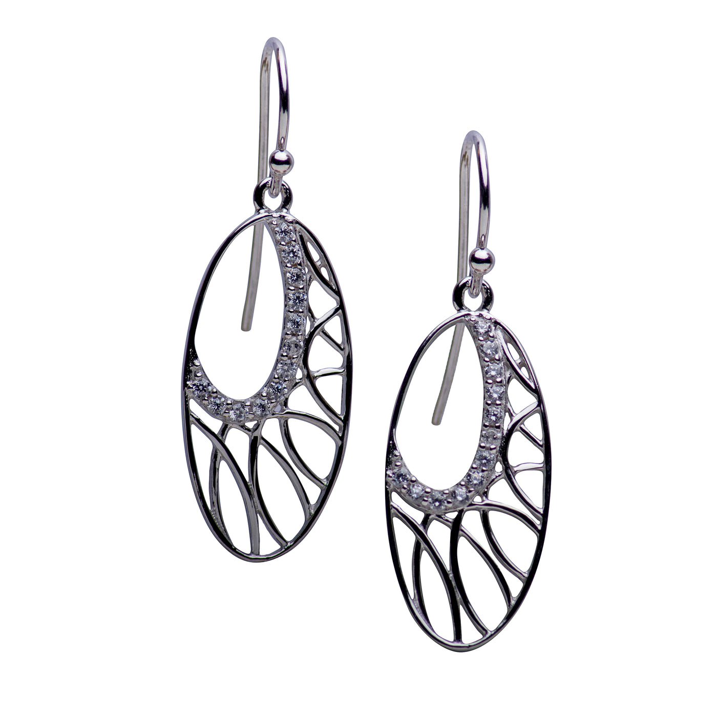 Intricate Oval Silver Cubic Zirconia Earrings | SilverAndGold