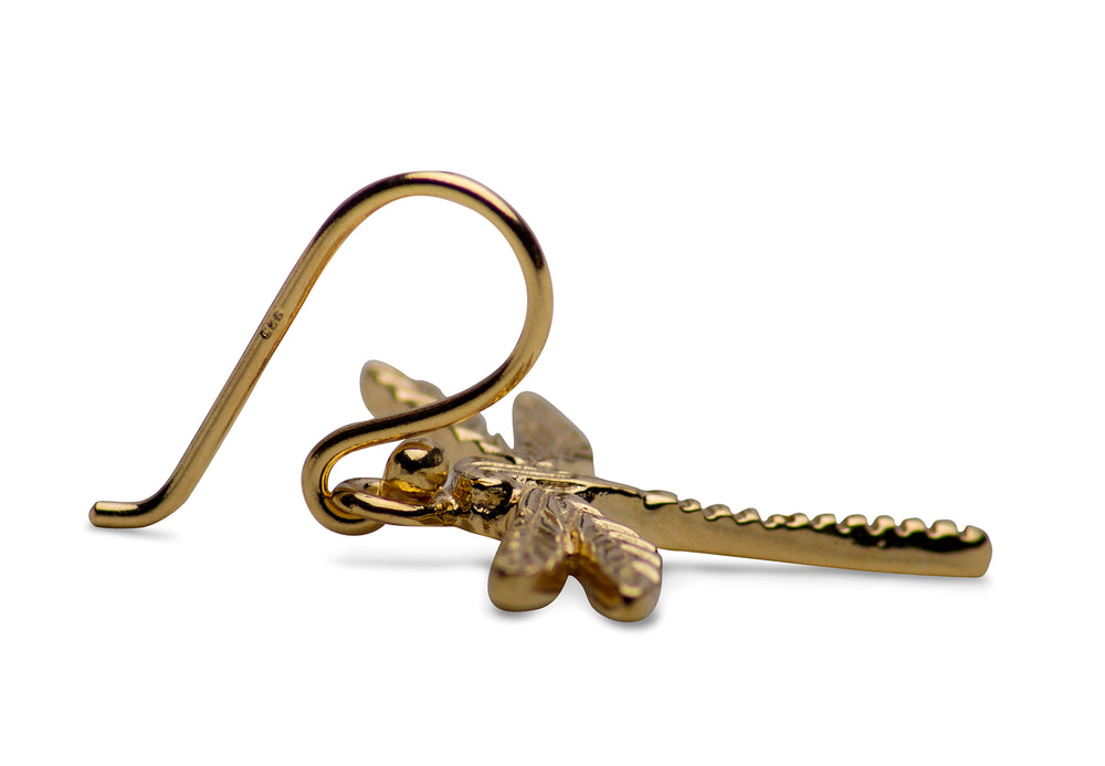 Dragonfly 14K Yellow Gold Plated Sterling Silver Dangle Earrings