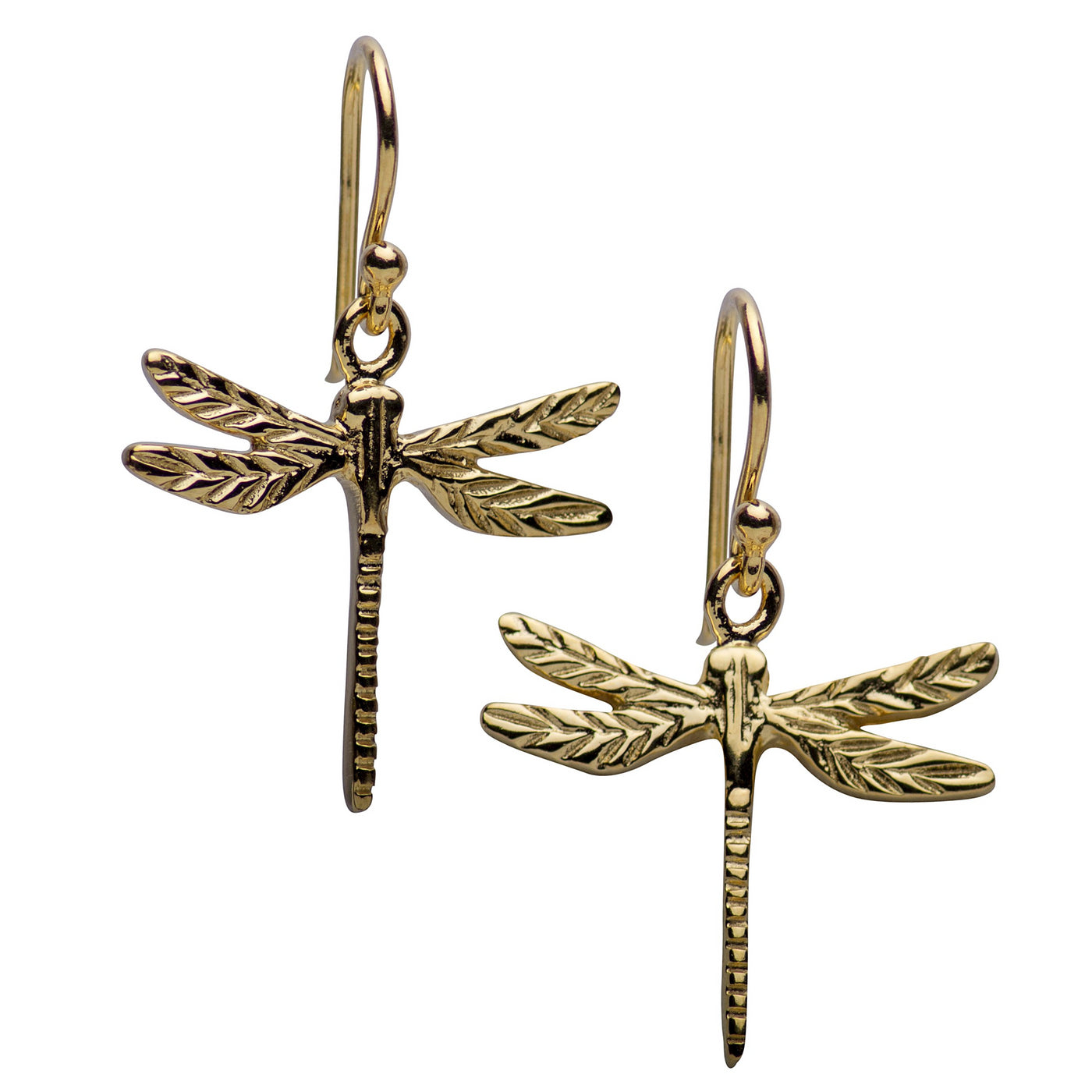 Dragonfly 14K Yellow Gold Plated Sterling Silver Dangle Earrings