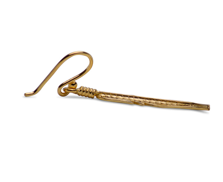 Feather 18K Yellow Gold Plated Sterling Silver Dangle Earrings