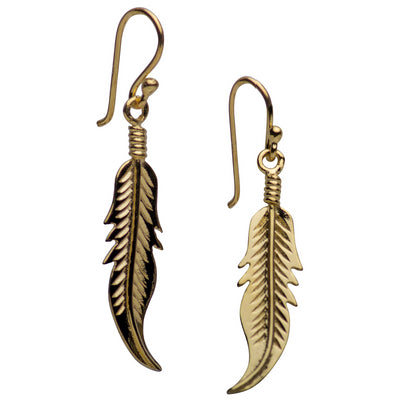 Feather 18K Yellow Gold Plated Sterling Silver Dangle Earrings