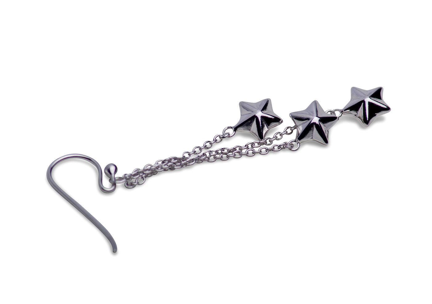 Tri-Star Dangling Sterling Silver Earrings | SilverAndGold