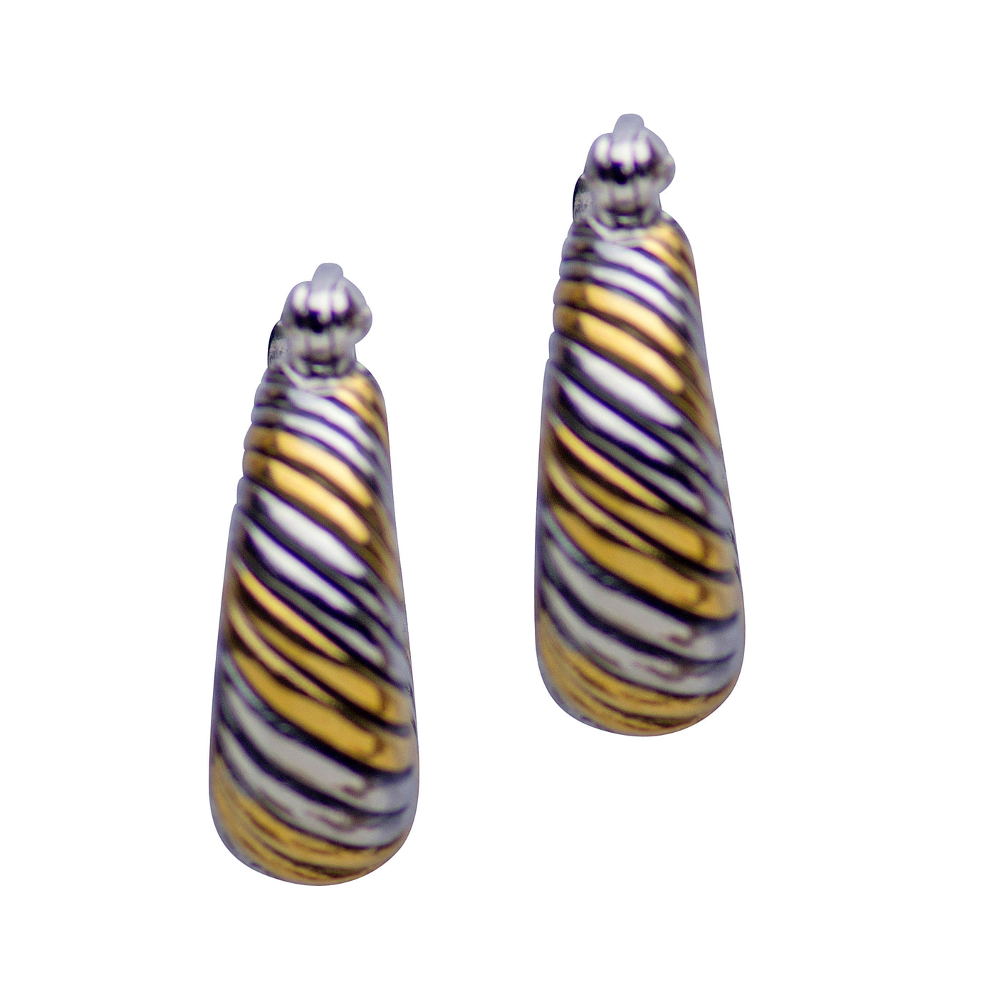 14K Gold & Silver Twisted Hoop Earrings | SilverAndGold