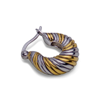 14K Gold & Silver Twisted Hoop Earrings | SilverAndGold