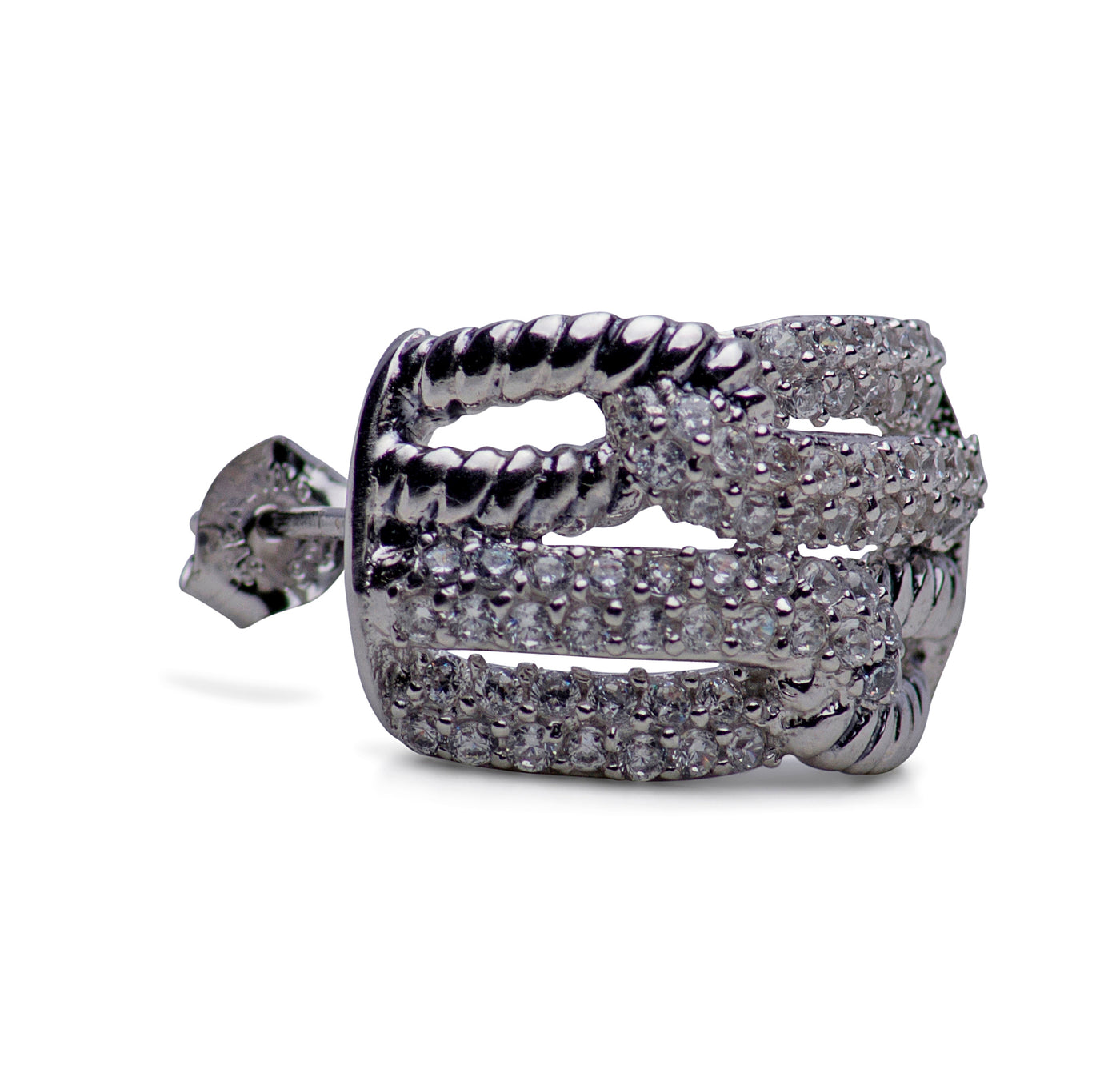 Cubic Zirconia Intertwined Sterling Silver Earrings | SilverAndGold
