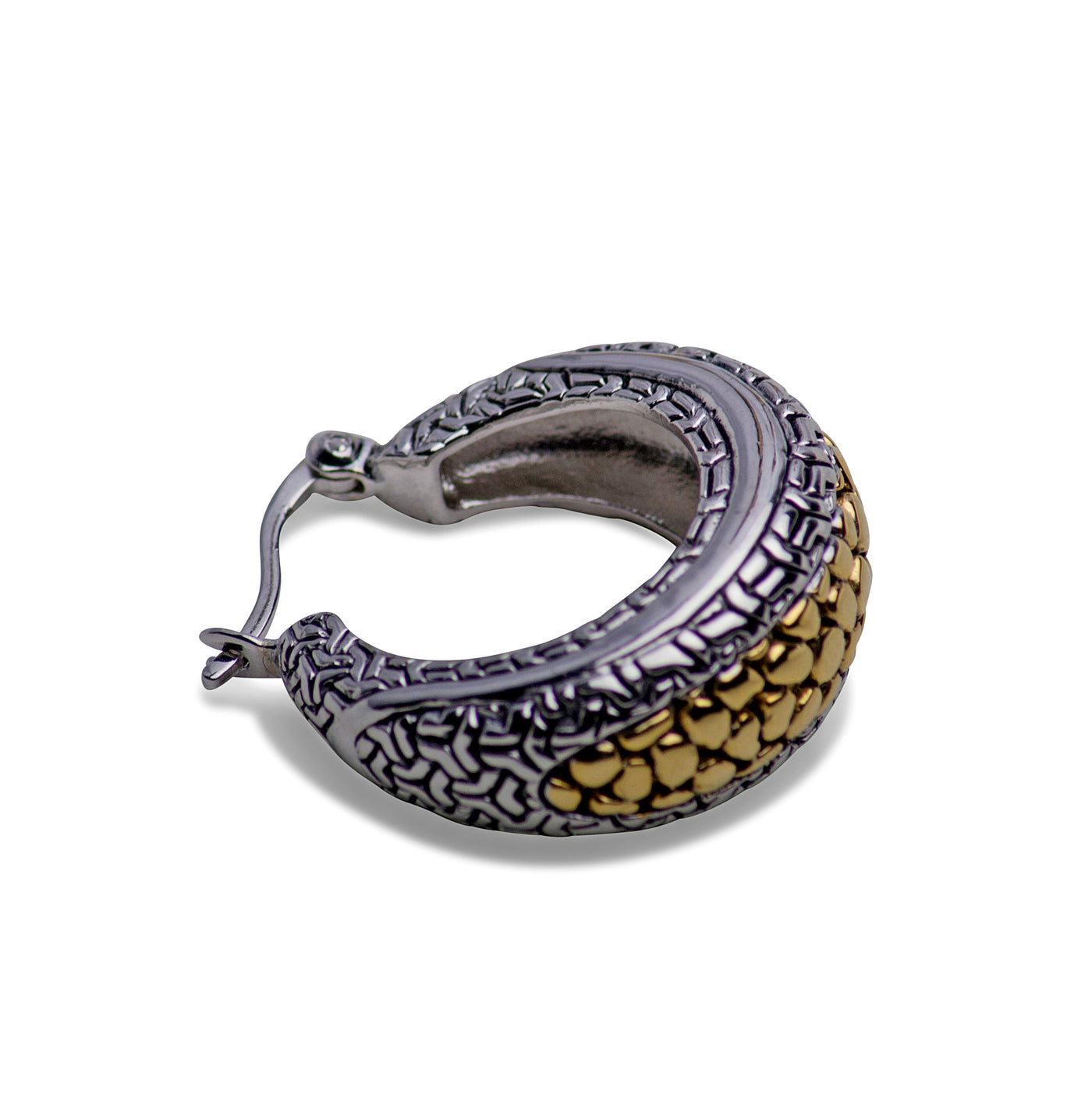 14K Gold & Silver Patterned Earrings | SilverAndGold