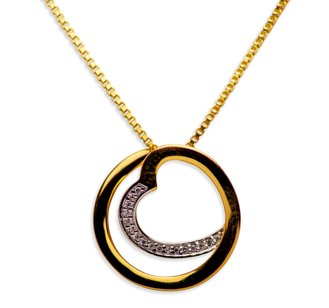 14K Gold Plated Sterling Silver 3D Infinity Heart Pendant Necklace