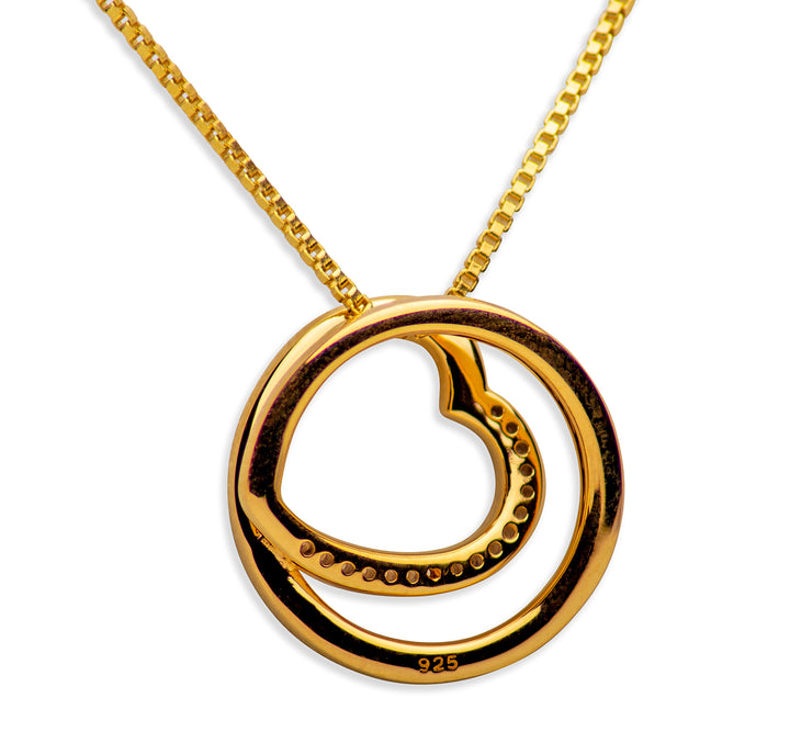 14K Gold Plated Sterling Silver 3D Infinity Heart Pendant Necklace
