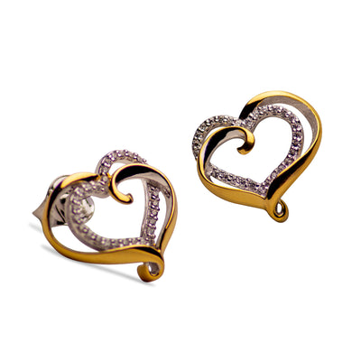 14K Gold Plated Sterling Silver Heart Earrings | SilverAndGold