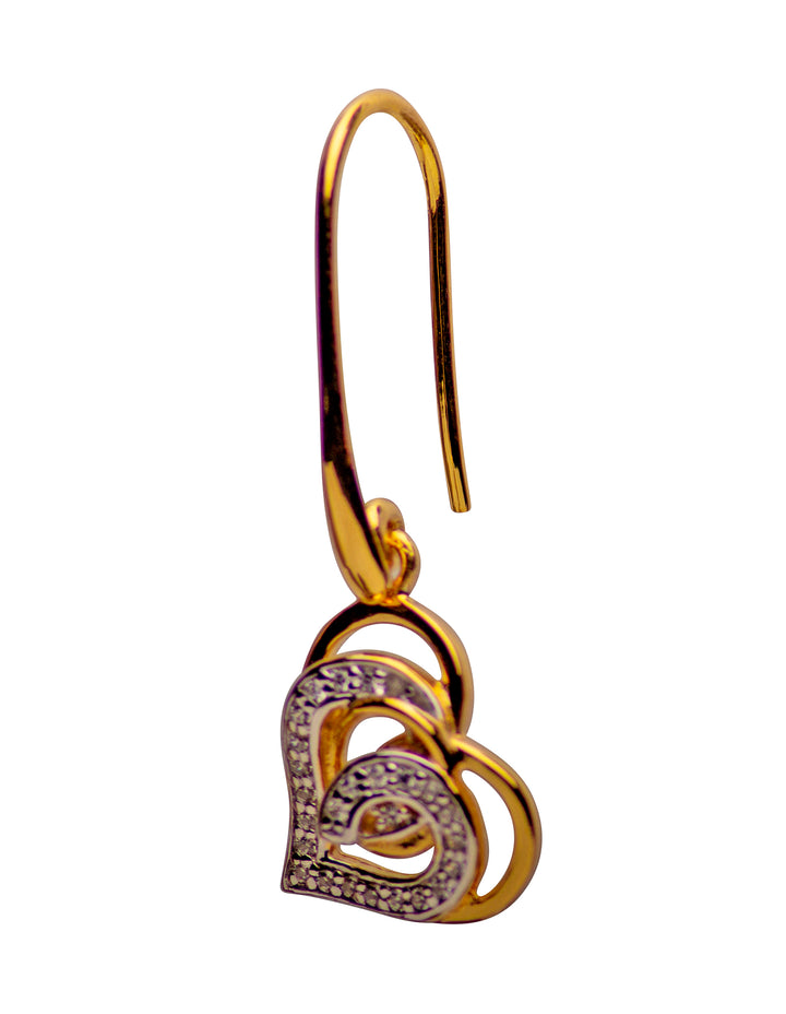 14K Gold Plated Double Heart Dangle Earrings | SilverAndGold
