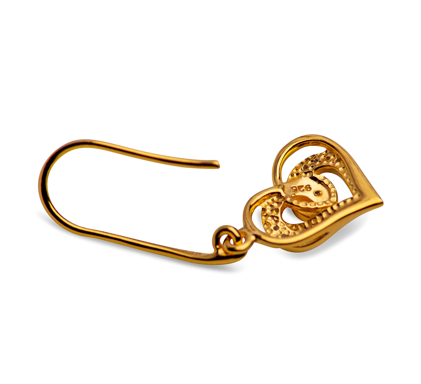 14K Gold Plated Double Heart Dangle Earrings | SilverAndGold