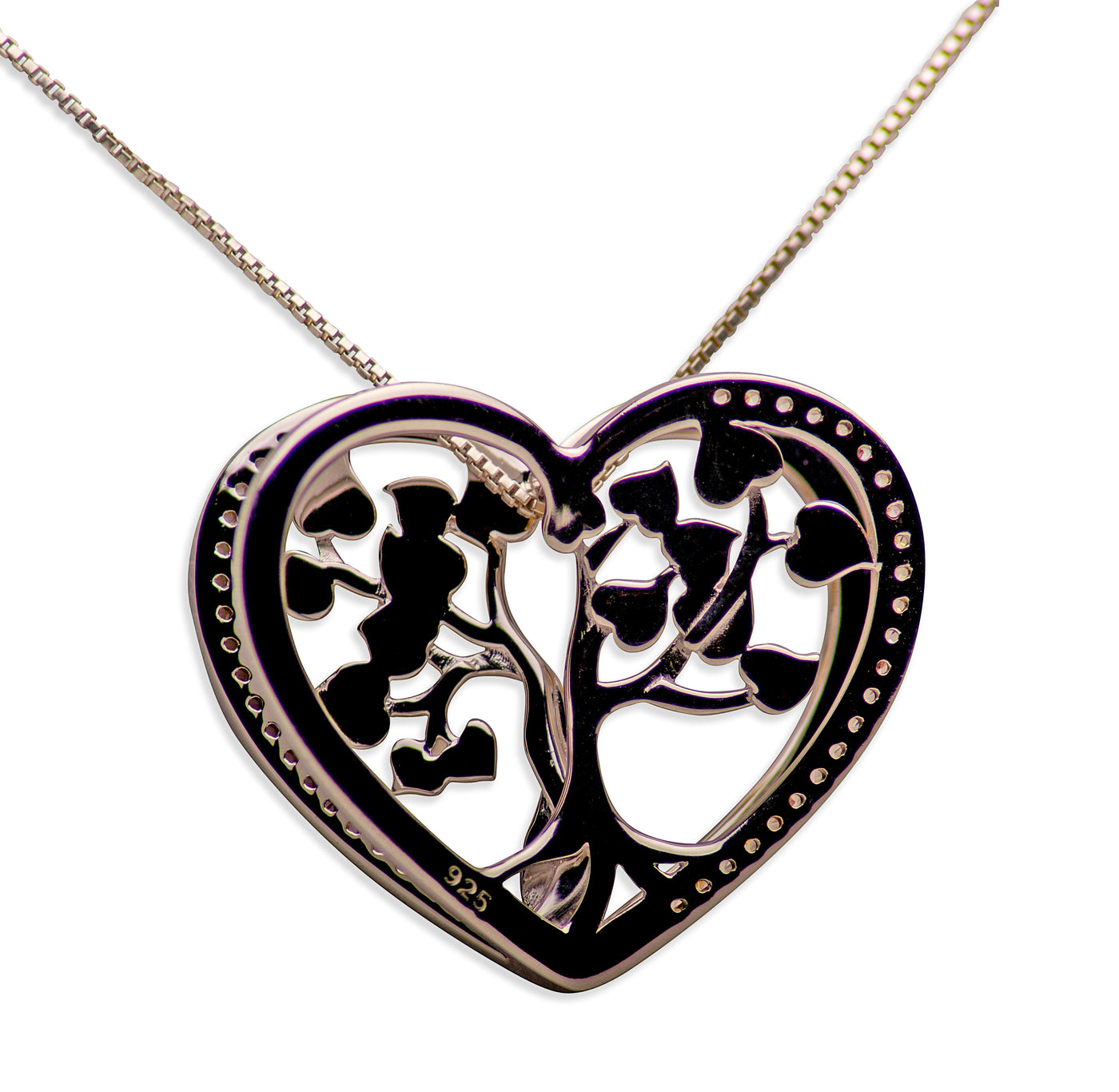 14K Yellow Gold Plated Sterling Silver 3D Tree of Life Heart Necklace